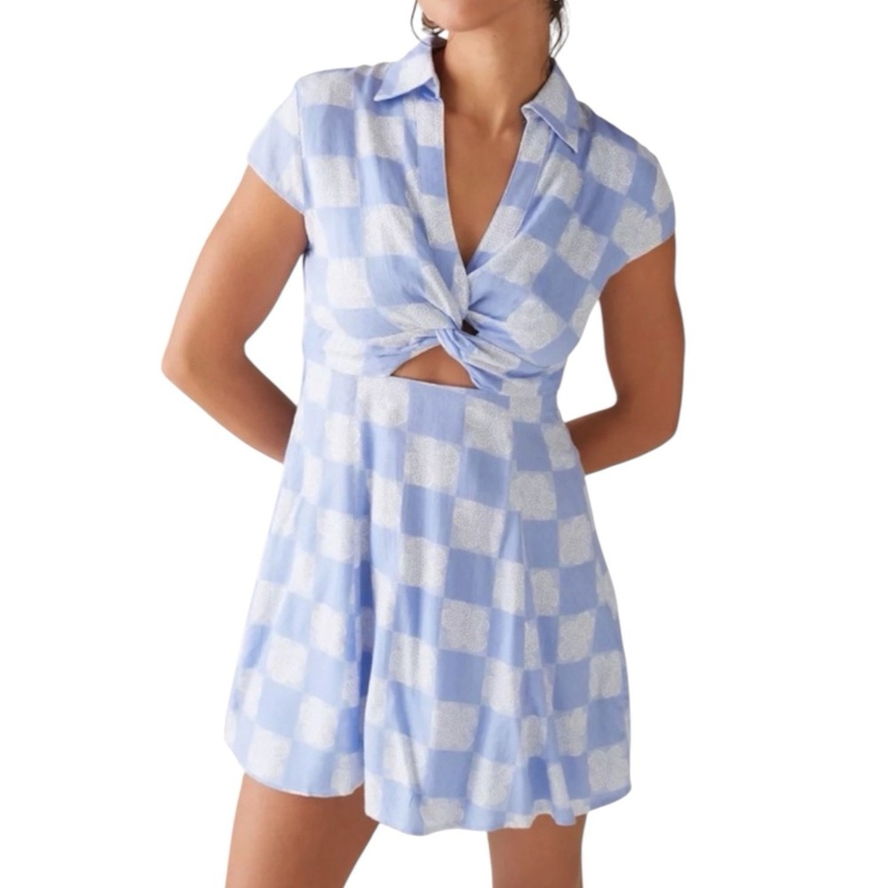Urban Outfitters Womens Medium Harlow Twist Front Mini Dress Short Sleeve